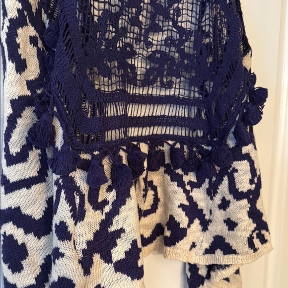 Moth Anthropologie Blue and White Patterned Knit Vest​ - Picture 5 of 5